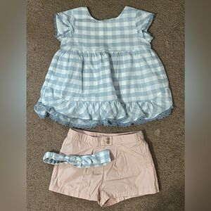 Tommy Bahama gingham outfit with shorts and matching headband.